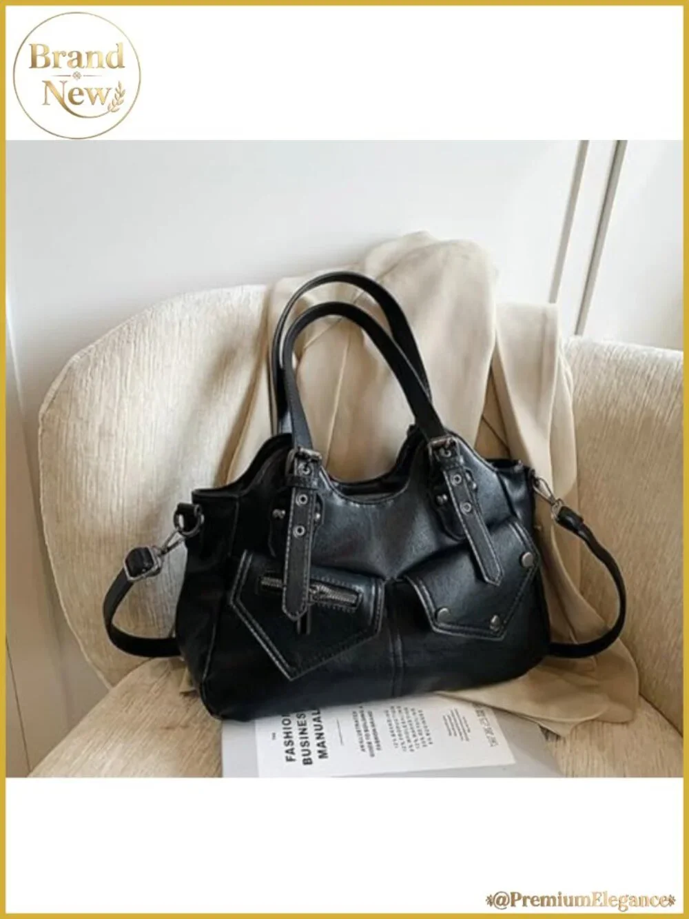 Vintage Large Capacity Leather Hobo Tote Bag Women Shoulder Crossbody Purse Y2K